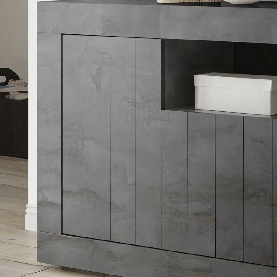 Best Wohnen 138x86x43 Esszimmer Kommode in Dunkelgrau - Putri