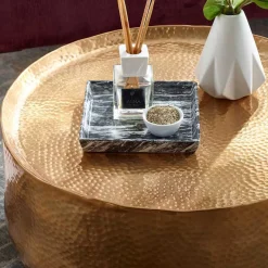 Clearance Wohnen 60x35x60 Fassförmiger Couchtisch in Gold - Aspect