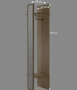 Outlet Wohnen 50x198x38 Garderobe mit Spiegel - Vardriva