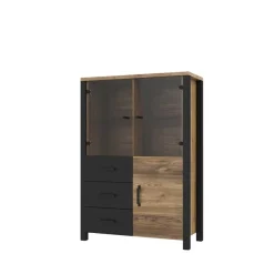 Sale Wohnen 101x146x43 Glastüren Highboard in Fichte NB - Simeona