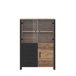 Sale Wohnen 101x146x43 Glastüren Highboard in Fichte NB - Simeona
