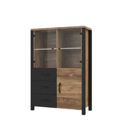 Sale Wohnen 101x146x43 Glastüren Highboard in Fichte NB - Simeona