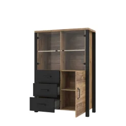 Sale Wohnen 101x146x43 Glastüren Highboard in Fichte NB - Simeona