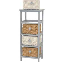 Best Wohnen 30x73x25 Graues Regal mit vier Körben - Donnira