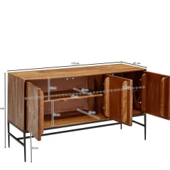 Best Wohnen 123x70x45 Große Kommode aus Sheesham Holz - Ovalle