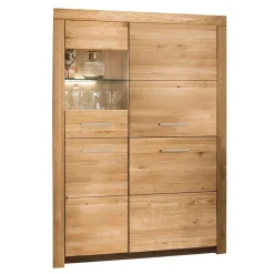 Discount Wohnen 102x141x40 Highboard aus Wildeiche mit Glaseinsatz - Loitons