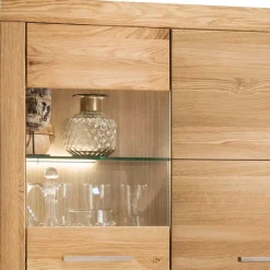 Discount Wohnen 102x141x40 Highboard aus Wildeiche mit Glaseinsatz - Loitons
