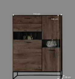 Outlet Wohnen 110x148x38 Highboard im Factory Style - Xindus