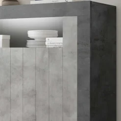 Hot Wohnen 110x144x43 Highboard in Beton Grau Dekor - Beverli