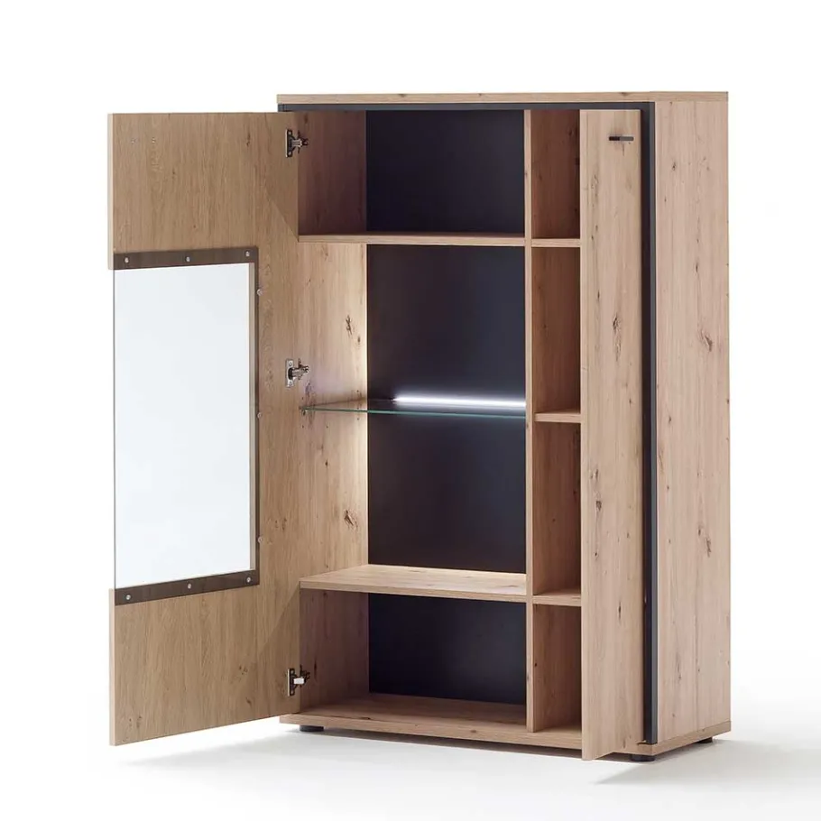 Sale Wohnen 93x142x38 Highboard mit Glaseinsatz - Nikdus