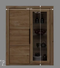 Outlet Wohnen 108x141x40 Highboard mit Glaseinsatz - Nelenia