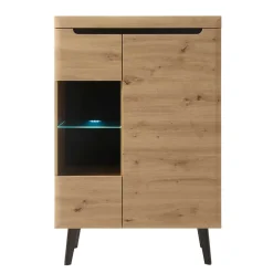 Hot Wohnen 90x134x40 Highboard mit Glaseinsatz 2-türig - Olcian