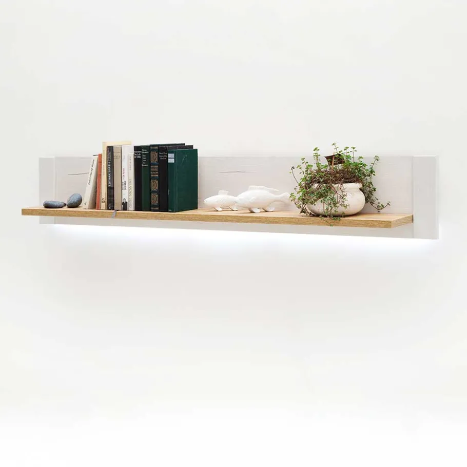 Outlet Wohnen 150x25x22 Hängeboard in Natur & Weiß - Samula