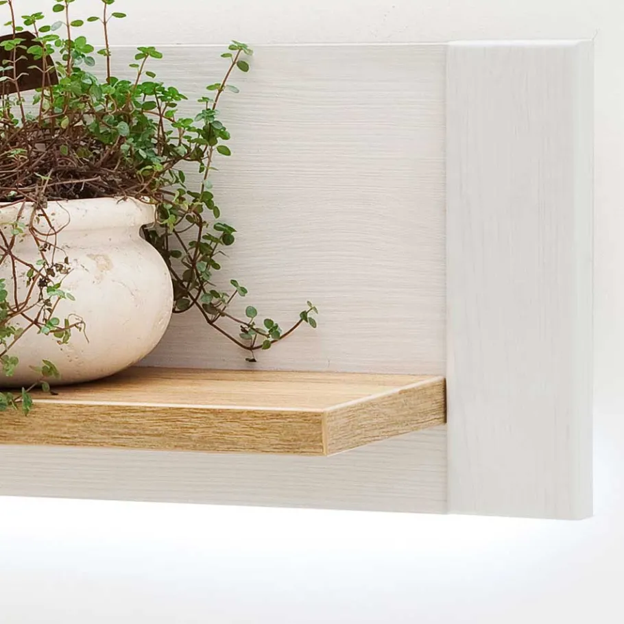 Outlet Wohnen 150x25x22 Hängeboard in Natur & Weiß - Samula