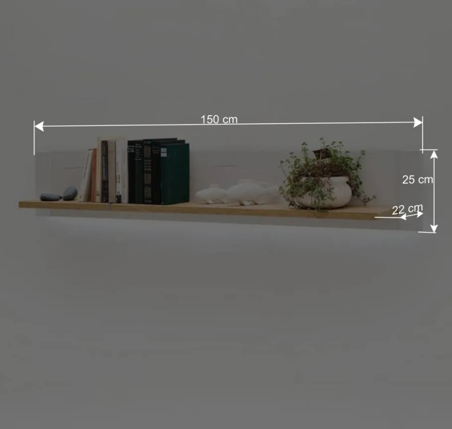 Outlet Wohnen 150x25x22 Hängeboard in Natur & Weiß - Samula
