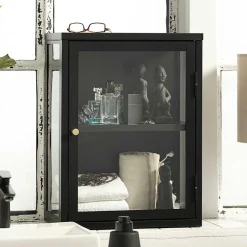 New Wohnen 45x60x25 Hängende Vitrine aus Metall in Schwarz - Butoaie