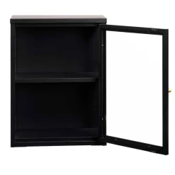 New Wohnen 45x60x25 Hängende Vitrine aus Metall in Schwarz - Butoaie