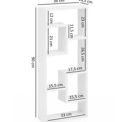 Wohnen 36x90x14 Hängendes Regal mit fünf Fächern - Hank I
