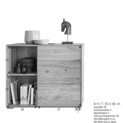 Best Wohnen 97x84x41 Hängeschrank aus Wildeiche Massivholz - Sinta
