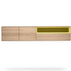 Sale Wohnen 205x43x40 Hängeschrank fürs Wohnzimmer in Eiche Bianco - Enifra