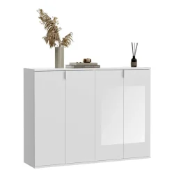 Sale Wohnen 122x99x34 Hochglanz Schuhschrank in Weiß - Ejulia (zweiteilig)