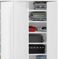 Sale Wohnen 122x99x34 Hochglanz Schuhschrank in Weiß - Ejulia (zweiteilig)