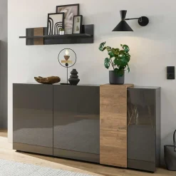 Clearance Wohnen 181x94x44 Hochglanz Sideboard in Dunkelgrau - Eracosta