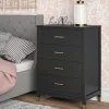 Discount Wohnen 76x106x51 Hochkommode in Schwarz und Gold - Lorenca