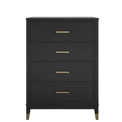 Discount Wohnen 76x106x51 Hochkommode in Schwarz und Gold - Lorenca