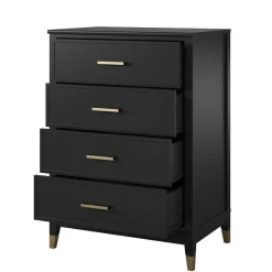 Discount Wohnen 76x106x51 Hochkommode in Schwarz und Gold - Lorenca