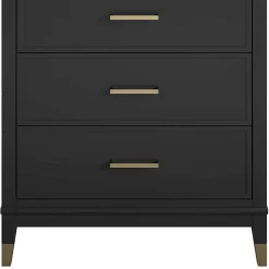 Discount Wohnen 76x106x51 Hochkommode in Schwarz und Gold - Lorenca
