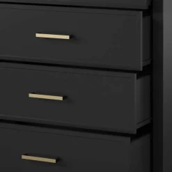Discount Wohnen 76x106x51 Hochkommode in Schwarz und Gold - Lorenca