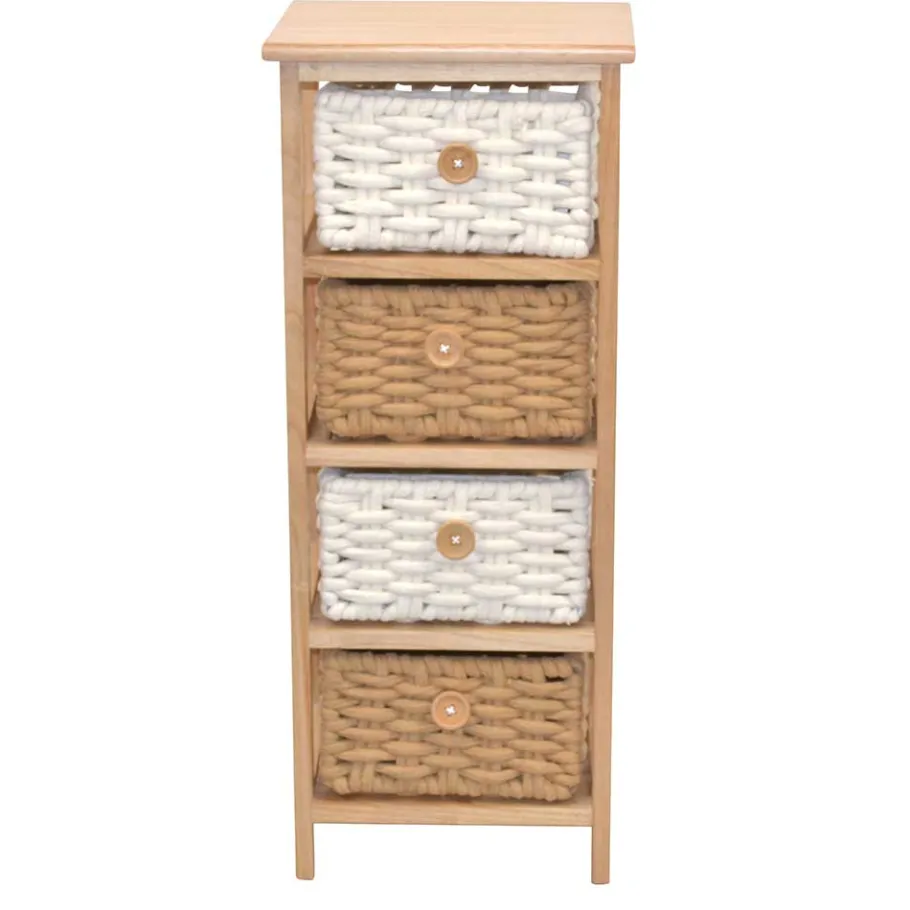 Discount Wohnen 30x73x25 Hochkommode mit vier Körben - Rennia