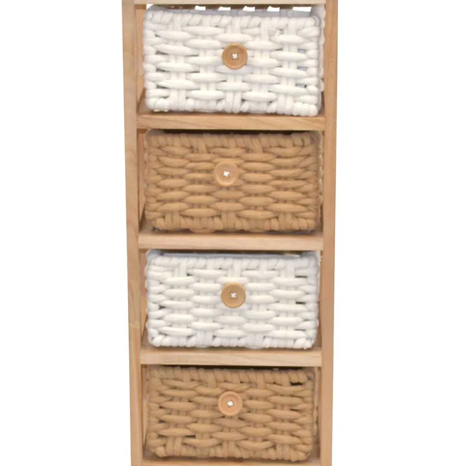 Discount Wohnen 30x73x25 Hochkommode mit vier Körben - Rennia