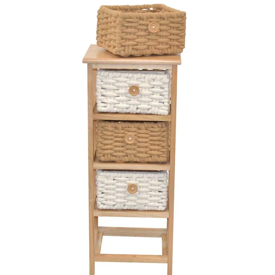 Discount Wohnen 30x73x25 Hochkommode mit vier Körben - Rennia