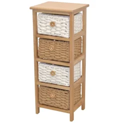 Discount Wohnen 30x73x25 Hochkommode mit vier Körben - Rennia