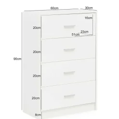 Clearance Wohnen 60x90x30 Hochkommode mit vier Schubladen - Hank