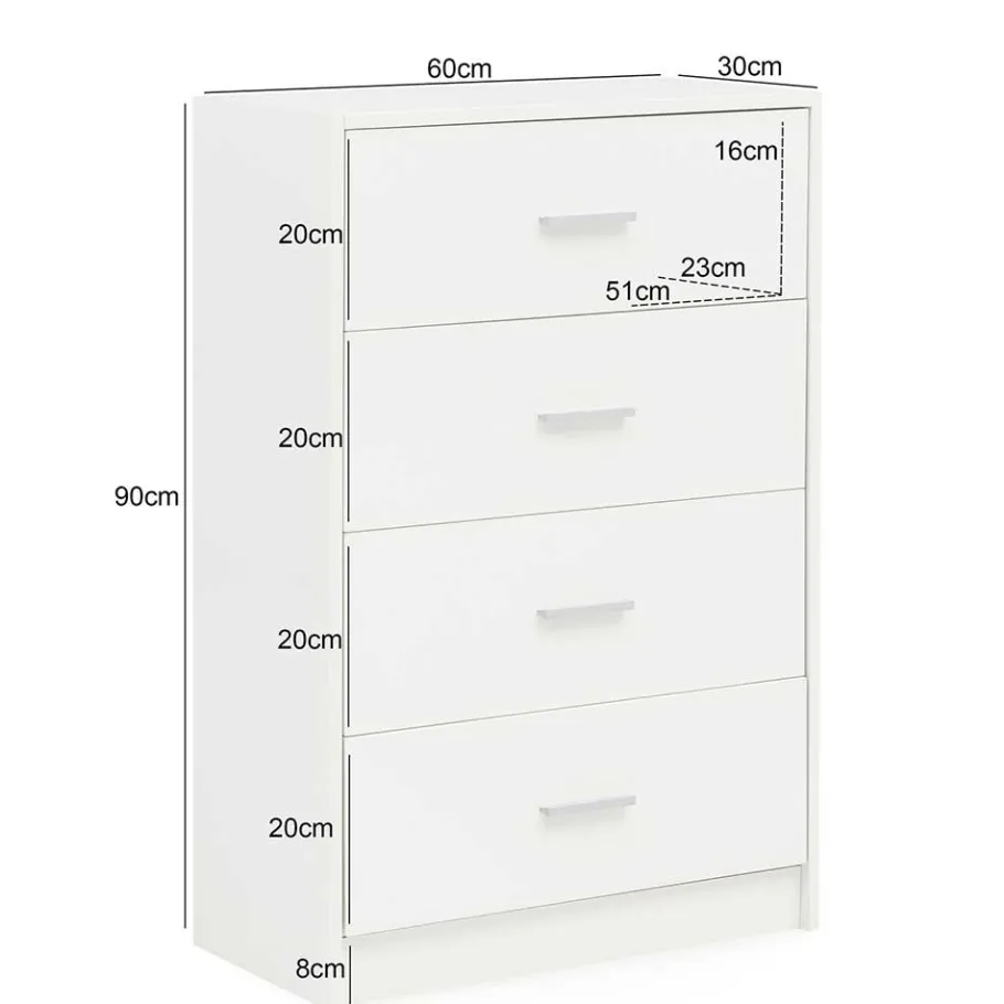 Clearance Wohnen 60x90x30 Hochkommode mit vier Schubladen - Hank