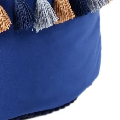 Clearance Wohnen 45x38x45 Hocker Pouf aus Samt in Blau - Quinn