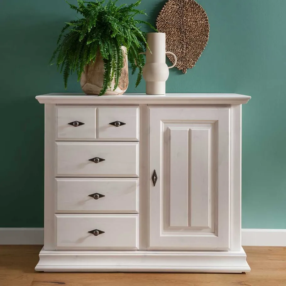 Outlet Wohnen 114x94x47 Hohe Kommode im Landhausstil - Beato