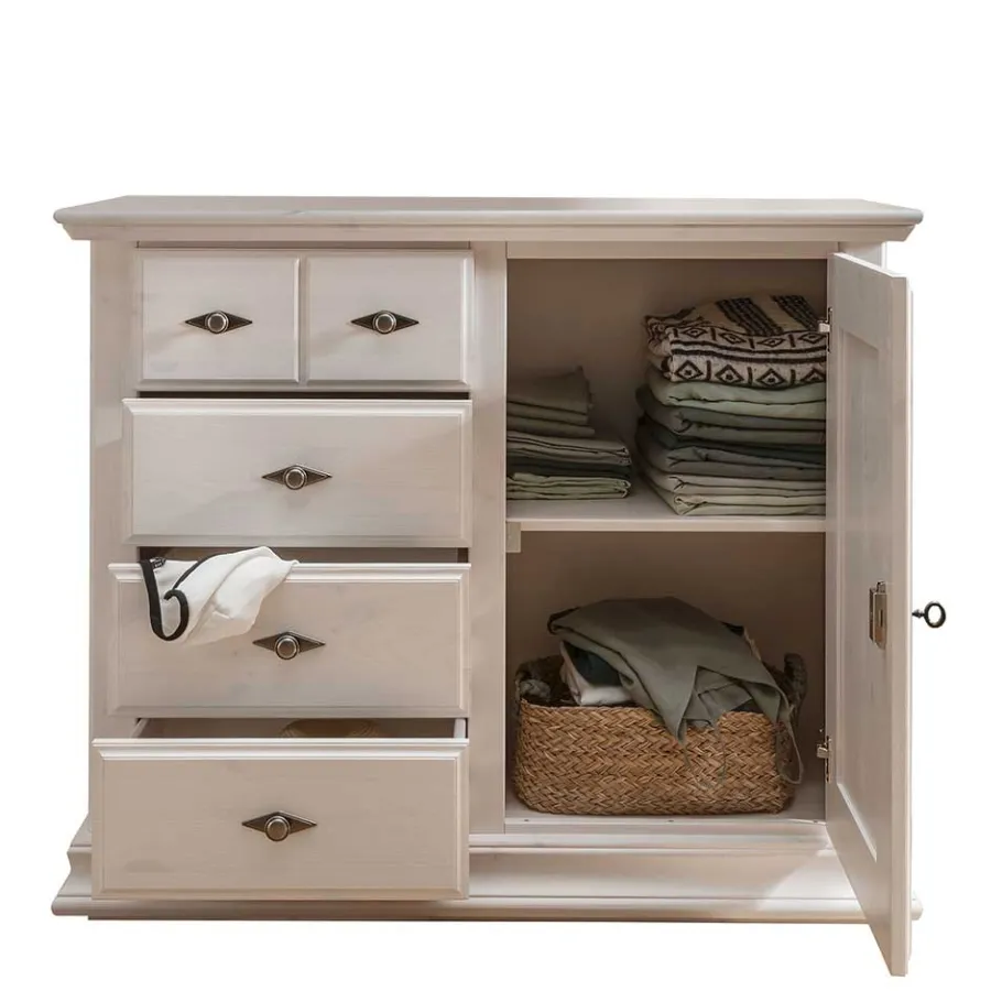 Outlet Wohnen 114x94x47 Hohe Kommode im Landhausstil - Beato
