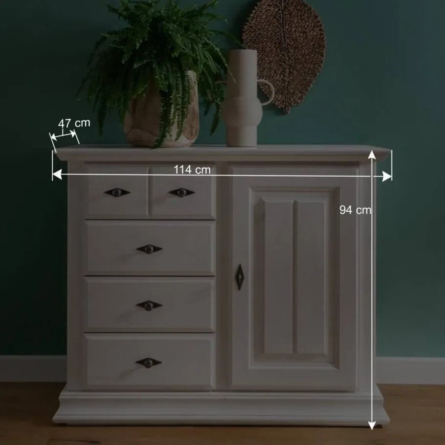 Outlet Wohnen 114x94x47 Hohe Kommode im Landhausstil - Beato