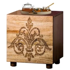 Best Wohnen 40x35x40 Holz Schränkchen mit Ornament Schnitzerei - Kick
