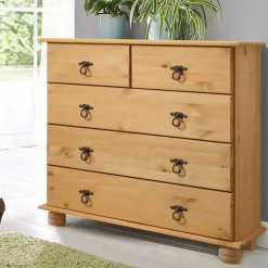 New Wohnen 82x78x30 Holzkommode mit fünf Schubladen - Lugsca