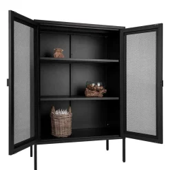 Discount Wohnen 80x120x40 Industrial Highboard mit Gittertüren - Zadegna