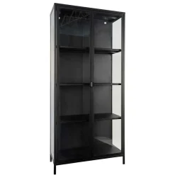 Online Wohnen 80x175x35 Industry Vitrine aus Glas & Stahl - Nikosia