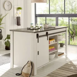 Sale Wohnen 161x93x77 Kücheninsel in Weiß & Anthrazit - Eture