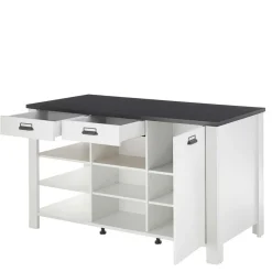 Sale Wohnen 161x93x77 Kücheninsel in Weiß & Anthrazit - Eture