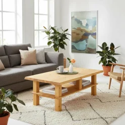 Online Wohnen 120x45x69 Kiefernholz Couchtisch mit Ablage - Lurin