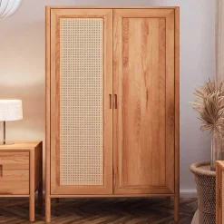 Hot Wohnen 108x175x60 Kleiderschrank mit Wiener Geflecht Tür - Indrya